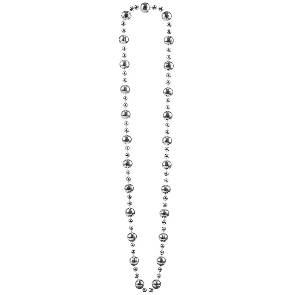 COLLIER PERLES BOULES FACETTES DISCO ARGENT ADULTE