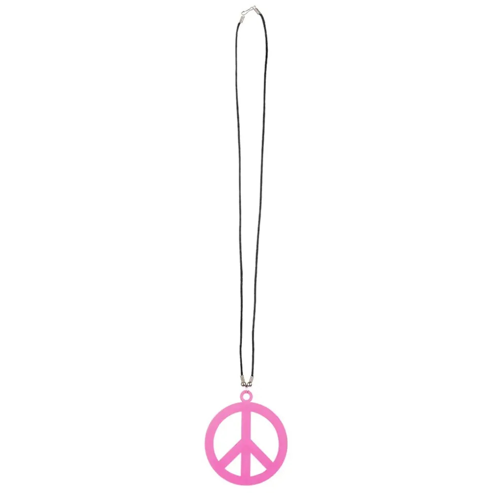 COLLIER PLASTIQUE HIPPIE PEACE LOVE ADULTE