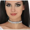 COLLIER RAS-DE-COU STRASS ARGENT FEMME