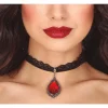 COLLIER RAS-DU-COU RUBIS FACTICE ROUGE 5CM FEMME