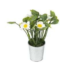 COMPO ARTIFICIELLE MARGUERITE POT ALUMINIUM 5X17CM