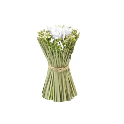 COMPO ROSE FLEURS SÉCHÉES DANS GERBE 11X8CM BLANC