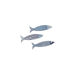 9 CONFETTIS BOIS SARDINE 4CM BLEU