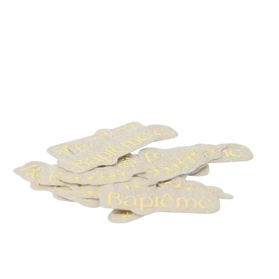 100 CONFETTIS CARTON BAPTÊME OR 3-4CM LIN