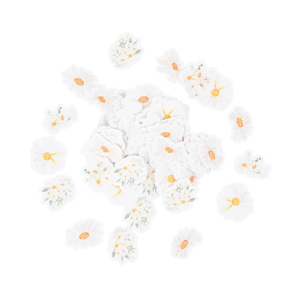 100 CONFETTIS CARTON MARGUERITE 1.5-2.5CM BLANC
