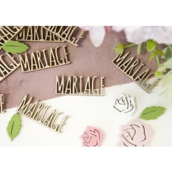 10 CONFETTIS DE TABLE MARIAGE 4X1.7CM BOIS