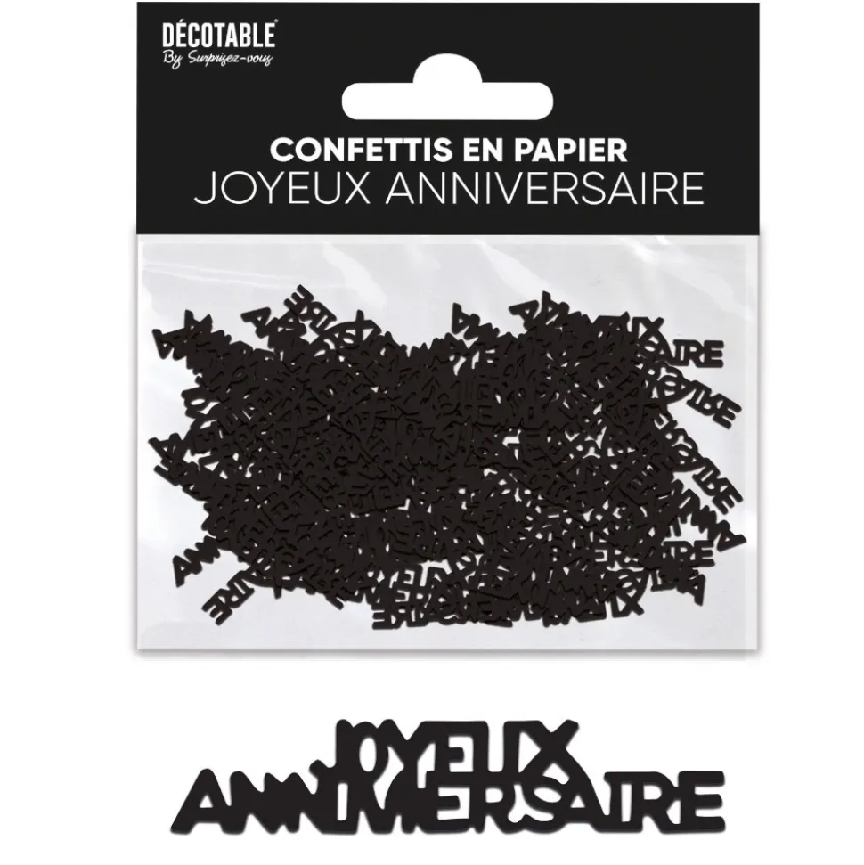 CONFETTIS PAPIER ANNIVERSAIRE 5CM NOIR