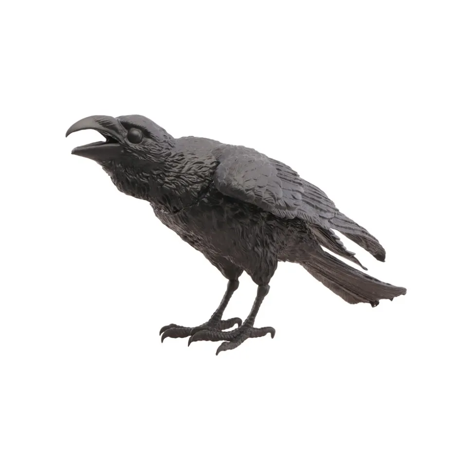 CORBEAU CROASSE DÉCORATIF MOUSSE 26X13X12CM NOIR