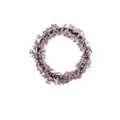 COURONNE FLEURS DÉCORATIVES TISSU Ø26CM ROSE