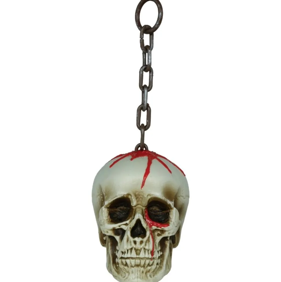 CRÂNE SANGLANT CHAÎNE SUSPENSION DÉCO 40CM BEIGE