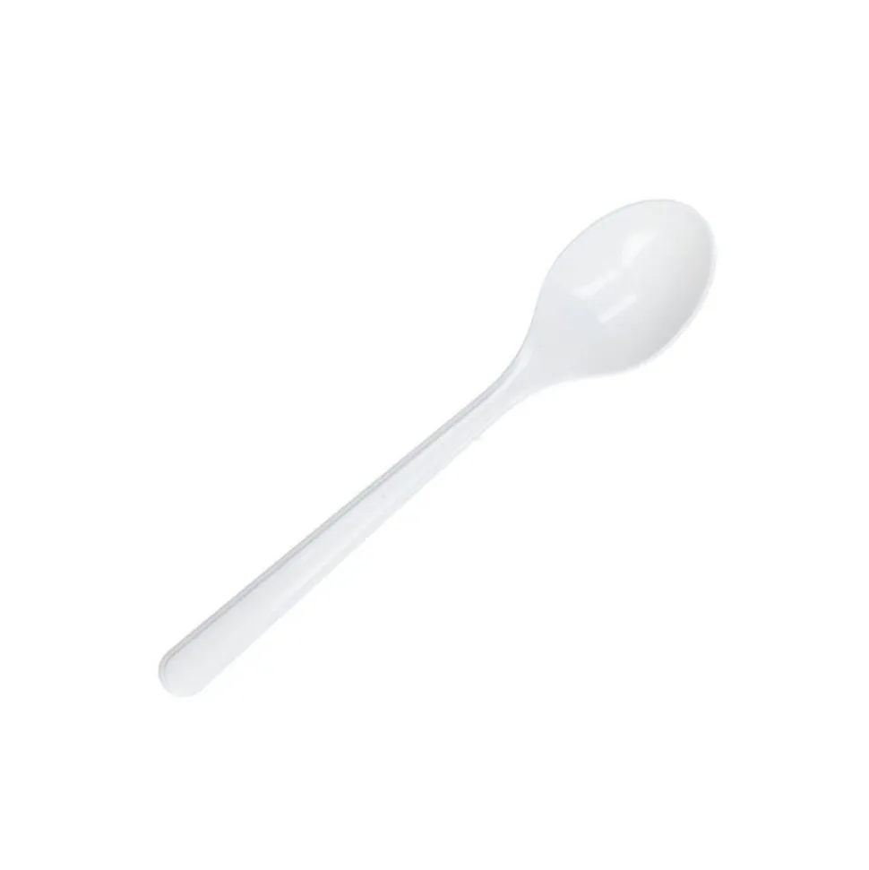 100 CUILLÈRES À CAFÉ PLASTIQUE RÉUTILISABLE BLANC
