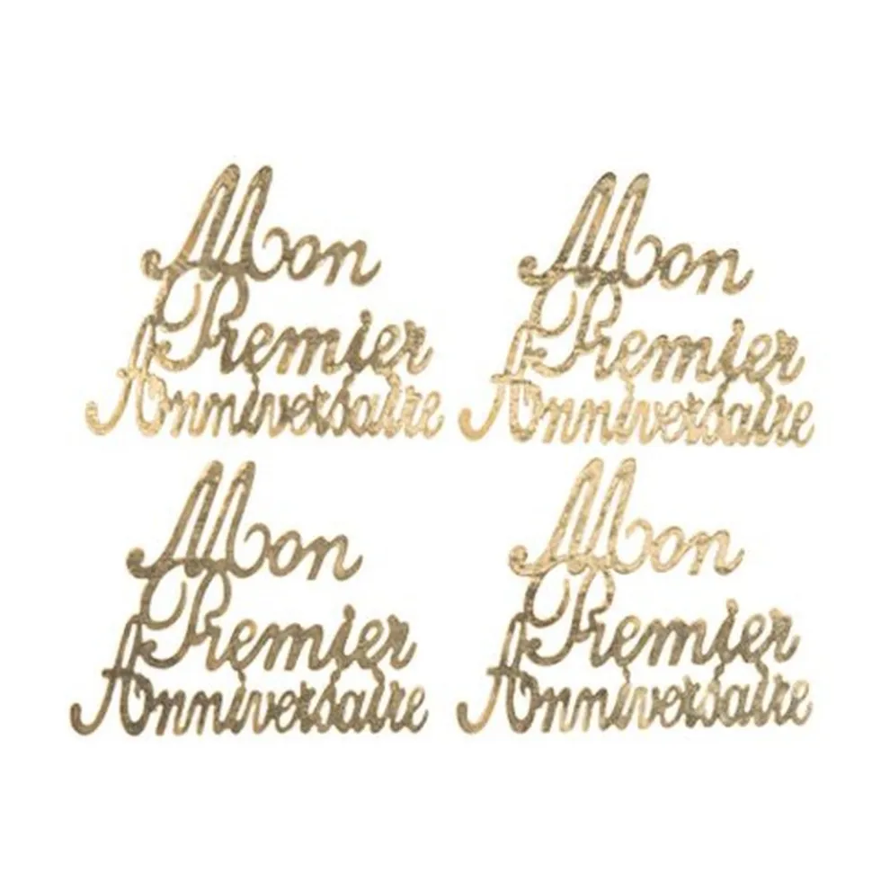 4 DÉCO BOIS PREMIER ANNIVERSAIRE 6.5X5X0.3CM OR