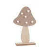 DÉCO CHAMPIGNON BOIS POMPONS BLANC 30X18CM TAUPE