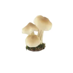 DÉCO 3 CHAMPIGNONS SOCLE MOUSSE 7X14CM CRÈME