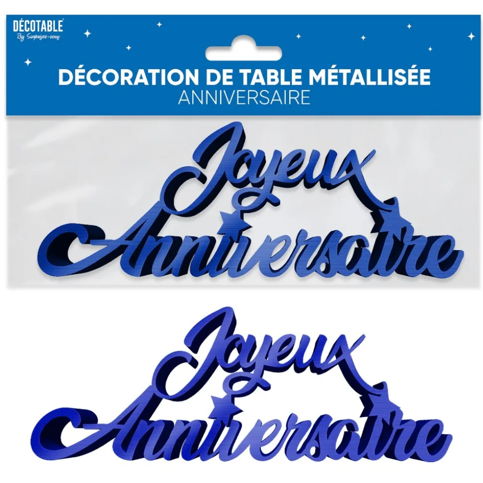 DÉCO DE TABLE ANNIVERSAIRE 19X7X2CM BLEU