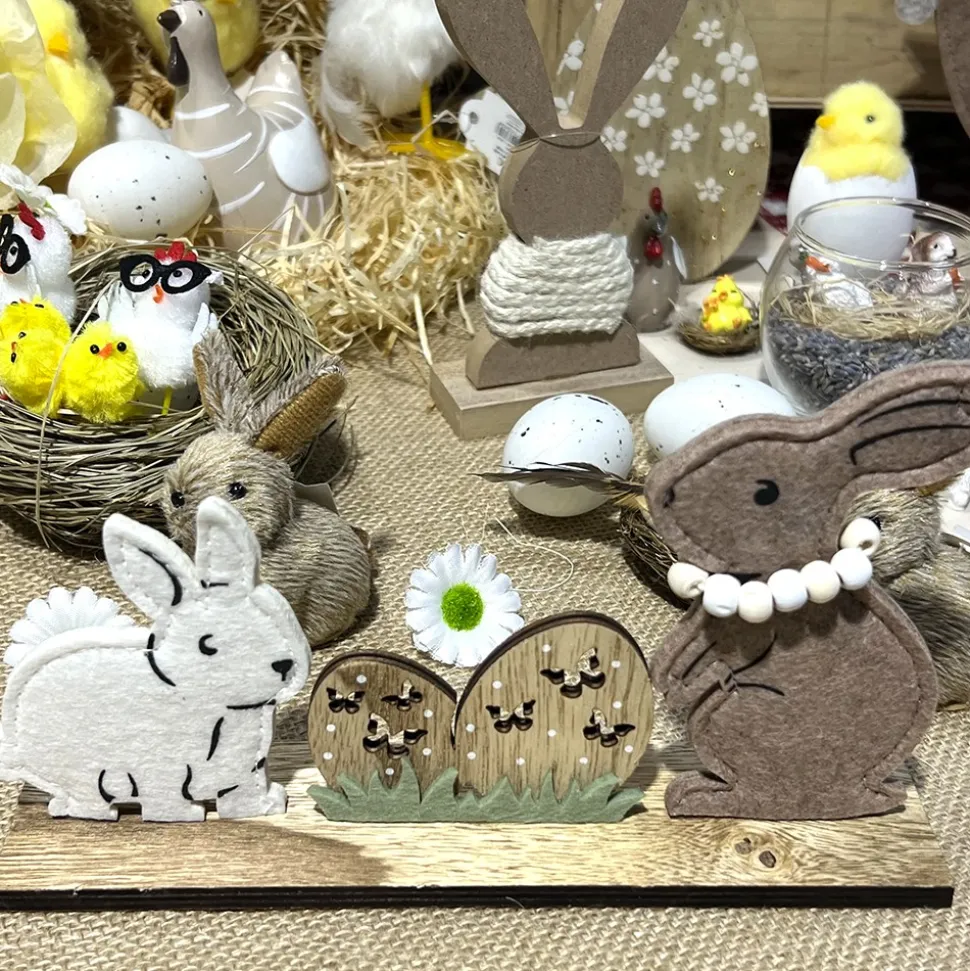 DÉCO LAPINS UFS BOIS FEUTRINE 21CM NATURE