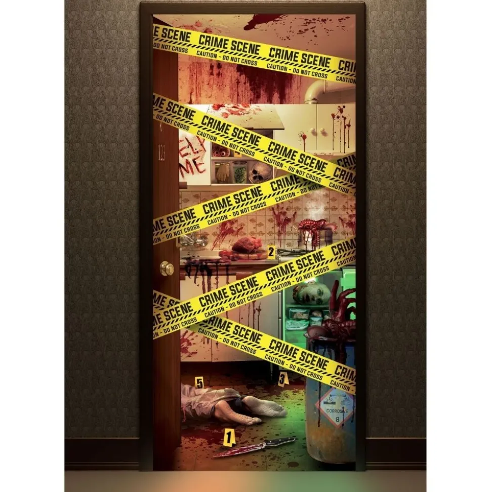 DÉCO PORTE ENTRÉE SCÈNE CRIME TISSU 80X120CM