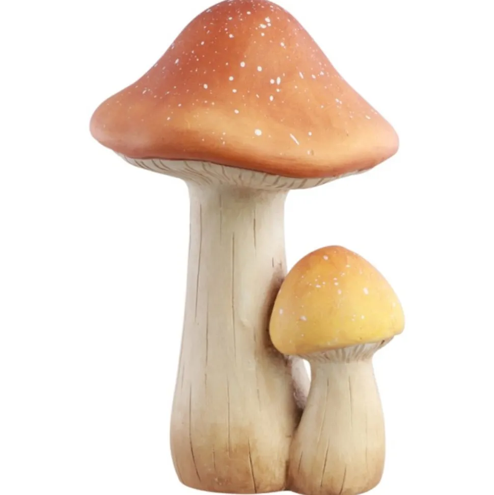 DÉCORATION 2 CHAMPIGNONS MAGNÉSIE 21X19X30CM BRUN
