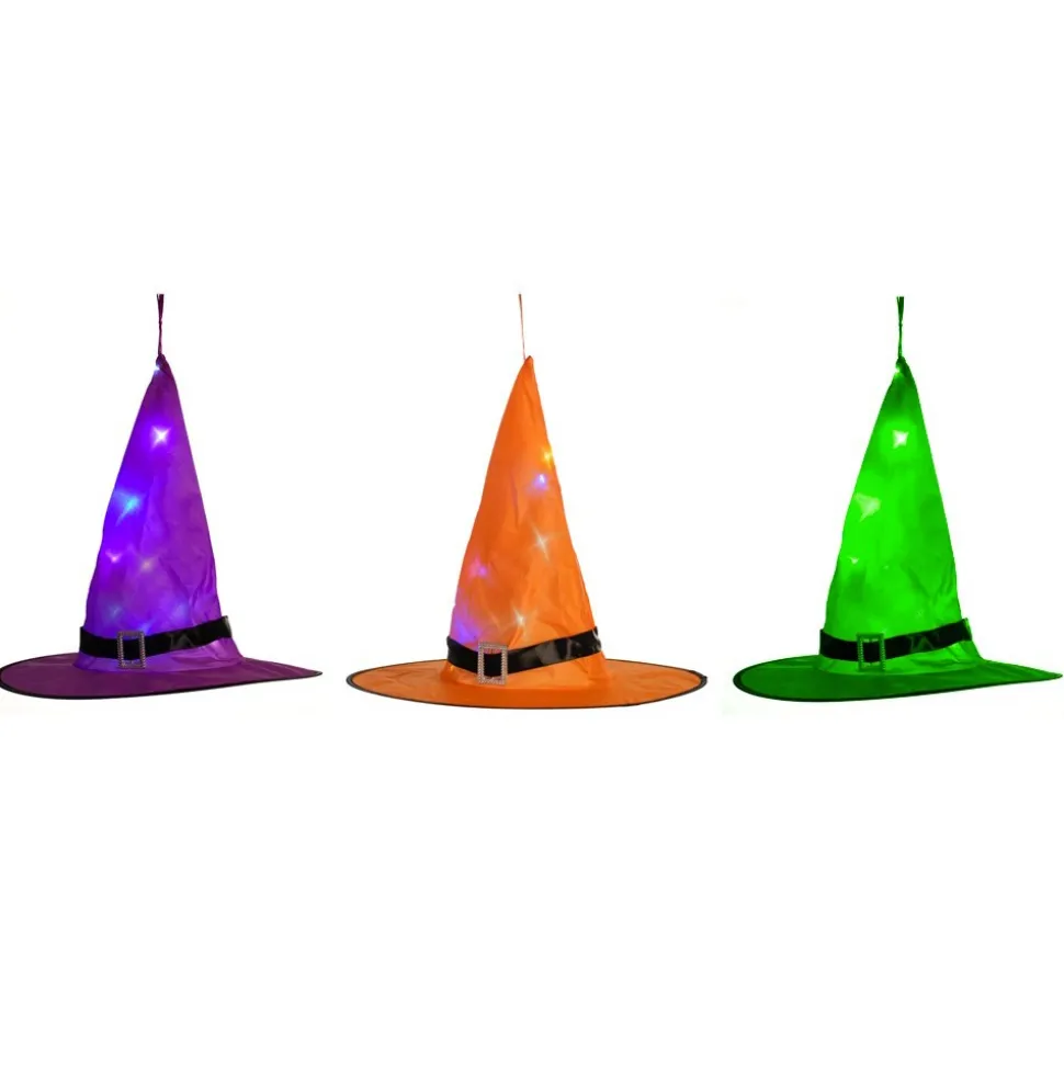 DÉCORATION CHAPEAU SORCIÈRE LUMINEUX 38CM