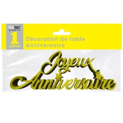 DÉCOR DE TABLE À POSER JOYEUX ANNIVERSAIRE - OR