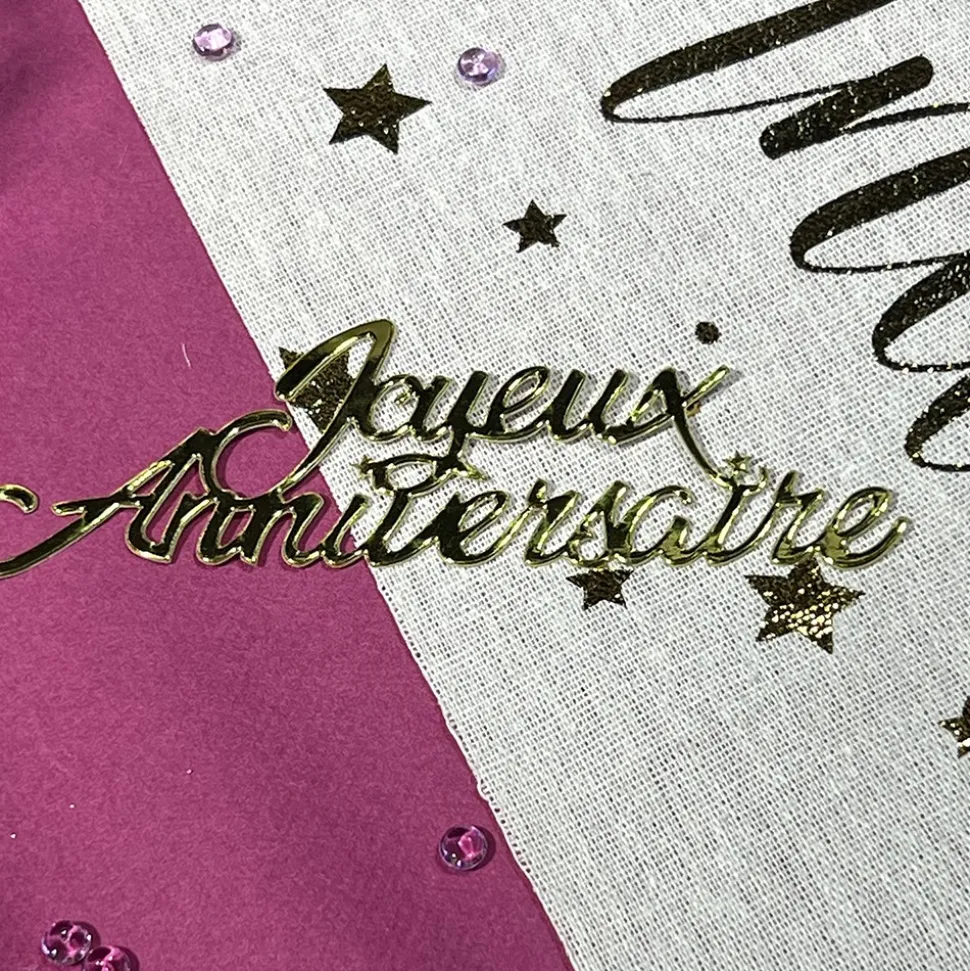 6 DÉCOS DE TABLE JOYEUX ANNIVERSAIRE MÉTAL - OR