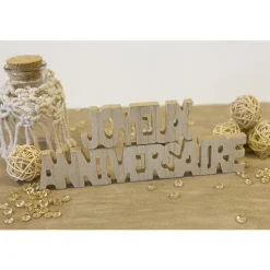 DÉCO TABLE JOYEUX ANNIVERSAIRE BOIS 20X4CM NATURE