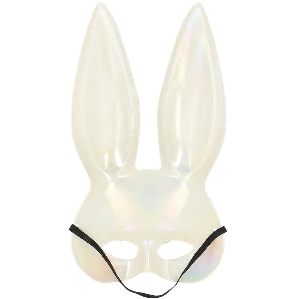 DEMI-MASQUE LAPIN SÉDUCTION POINTES ARGENT ADULTE