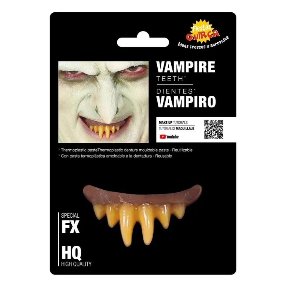 DENTIER CANINES VAMPIRE SOUPLE RÉUTILISABLE ADULTE