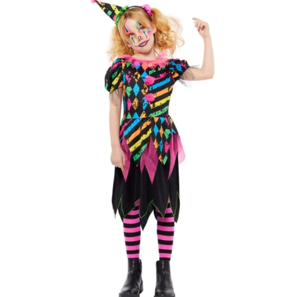DÉGUISEMENT CLOWN FLUO HORREUR FOLIE FILLE