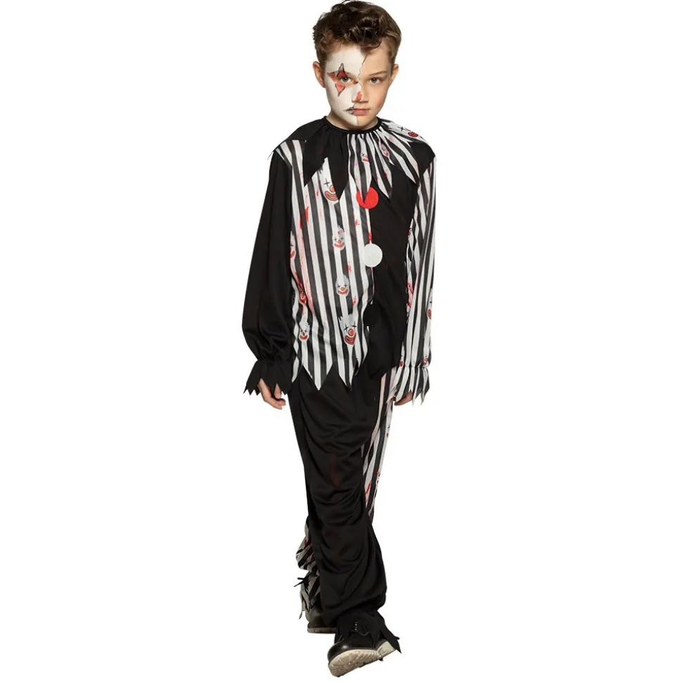 DÉGUISEMENT CLOWN SANG TERRIFIANT RAYÉ NOIR GARÇON