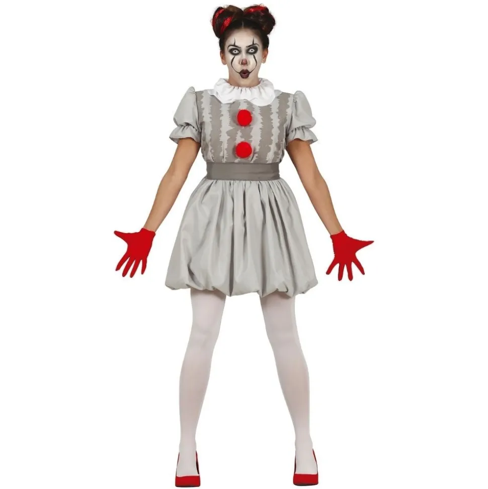DÉGUISEMENT CLOWN VINTAGE GRIS FEMME