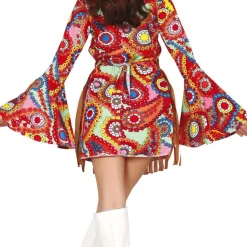 DÉGUISEMENT GILET ROBE SEVENTIES HIPPIE FEMME