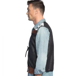 DÉGUISEMENT GILET WESTERN NOIR PEAU VACHE ADULTE