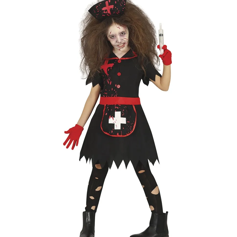 DÉGUISEMENT INFIRMIÈRE VINTAGE ZOMBIE NOIR FILLE