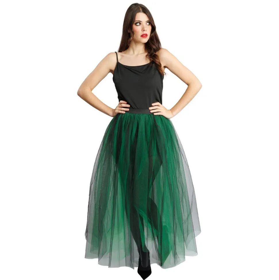 DÉGUISEMENT JUPE LONGUE TULLE NOIR VERT FEMME