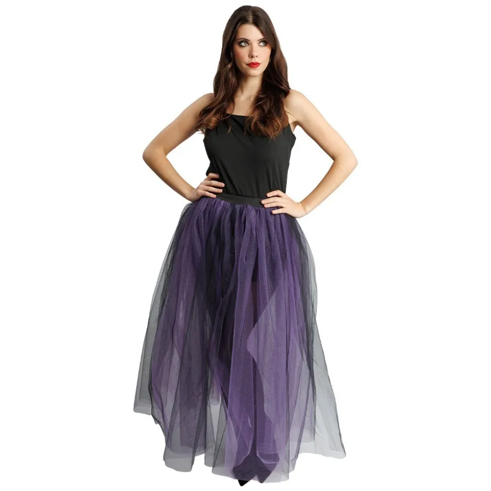DÉGUISEMENT JUPE LONGUE TULLE NOIR VIOLET FEMME