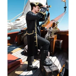DÉGUISEMENT MANTEAU NOIR MARIN CORSAIRE HOMME