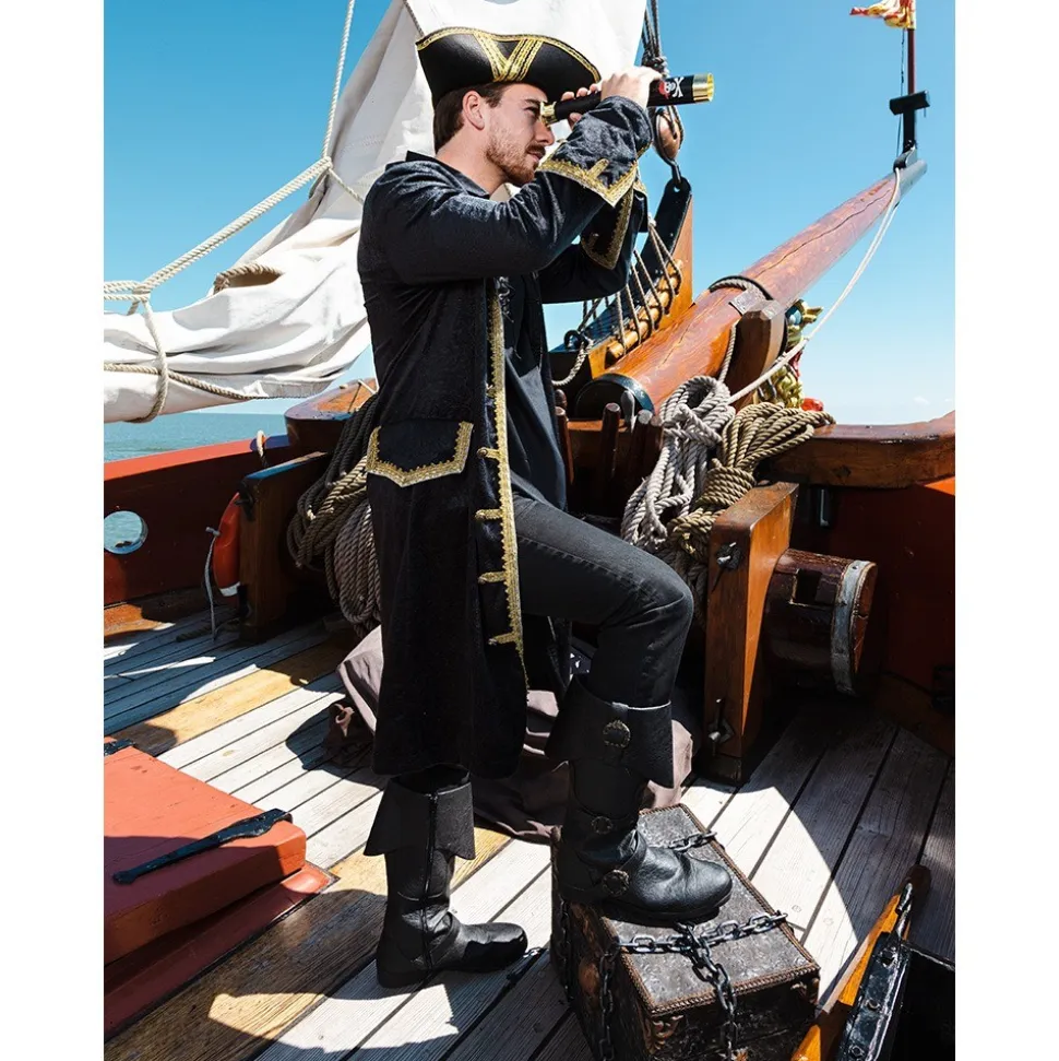 DÉGUISEMENT MANTEAU NOIR MARIN CORSAIRE HOMME