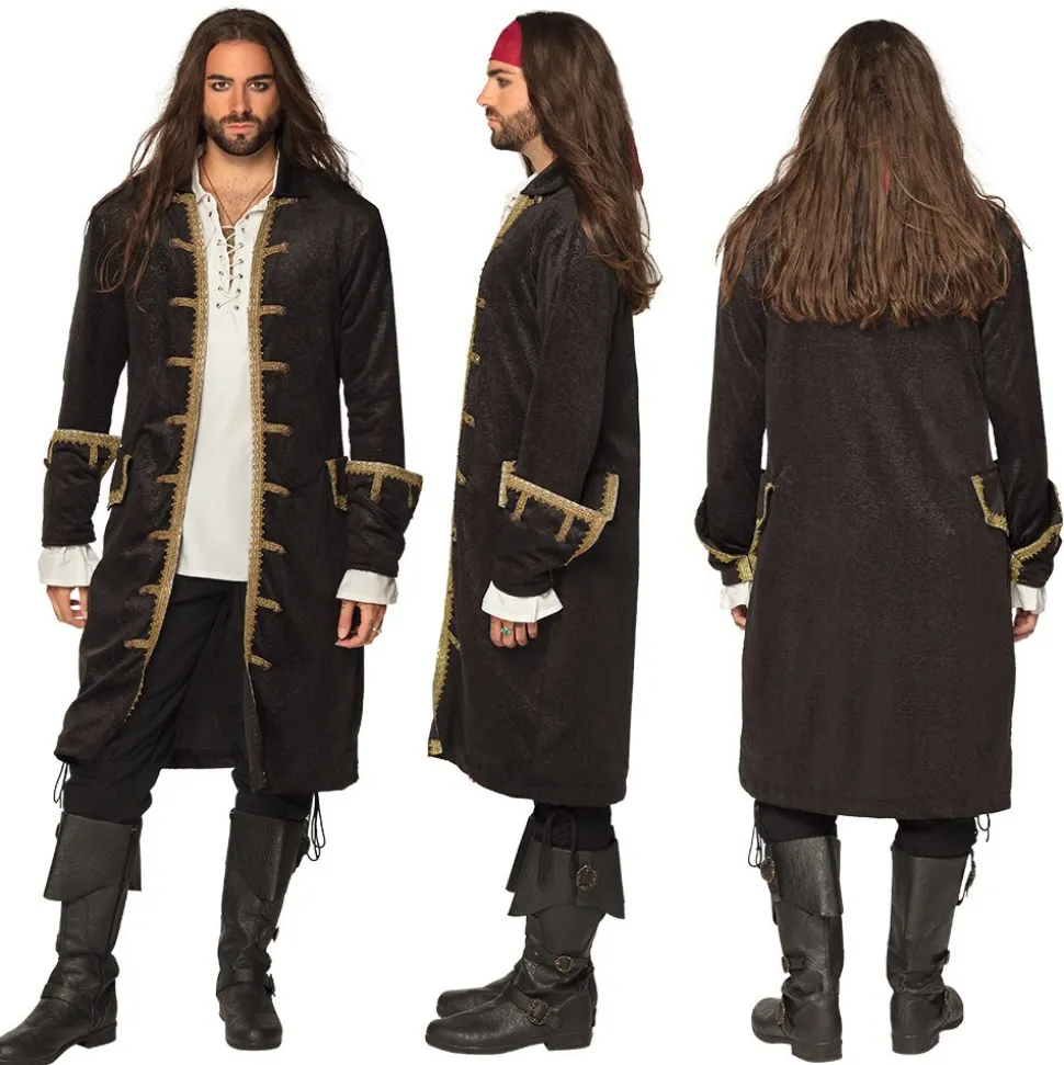 DÉGUISEMENT MANTEAU NOIR MARIN CORSAIRE HOMME