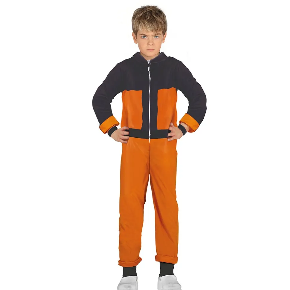 DÉGUISEMENT NINJA COMBINAISON ORANGE NOIR GARÇON