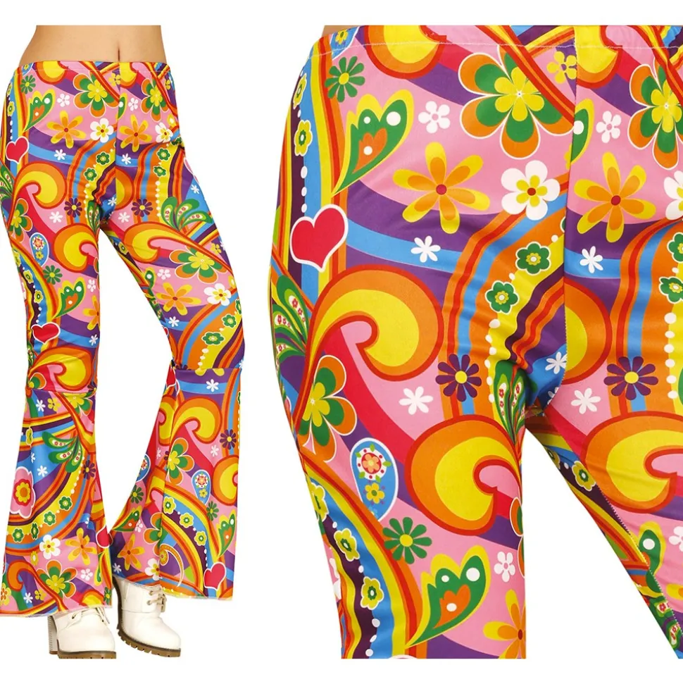 DÉGUISEMENT PANTALON HIPPIE MULTICOLORE FEMME