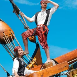 DÉGUISEMENT PIRATE JACK TENUE RAYÉE DENTELÉE HOMME
