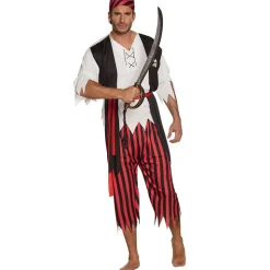 DÉGUISEMENT PIRATE JACK TENUE RAYÉE DENTELÉE HOMME