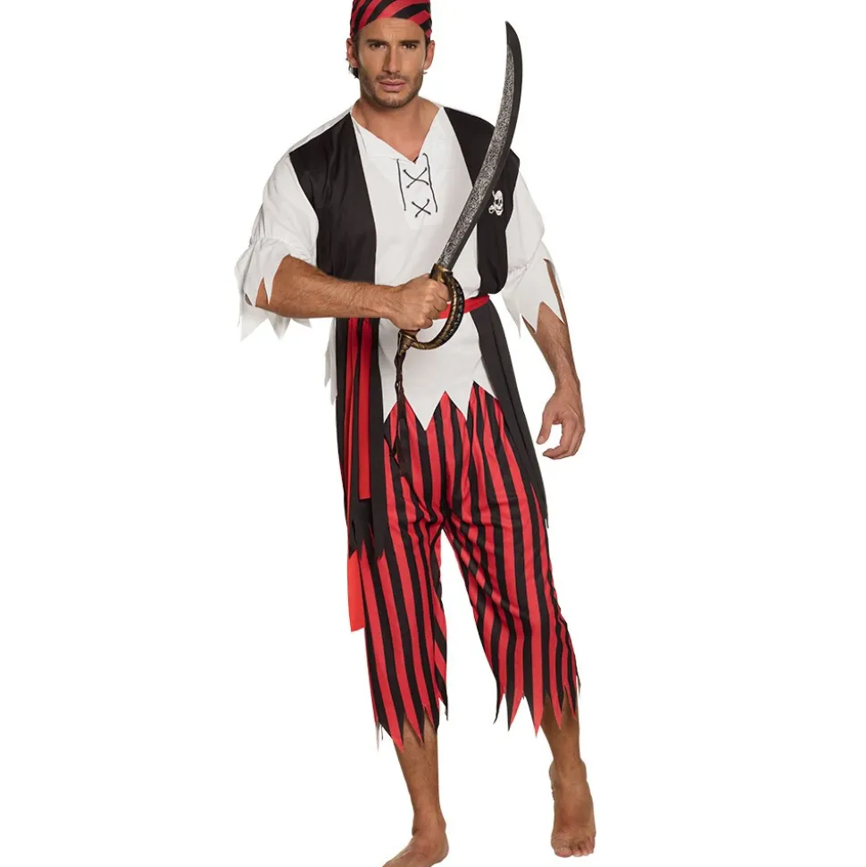 DÉGUISEMENT PIRATE JACK TENUE RAYÉE DENTELÉE HOMME
