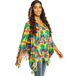 DÉGUISEMENT PONCHO BANDEAU PSYCHÉDÉLIQUE FEMME