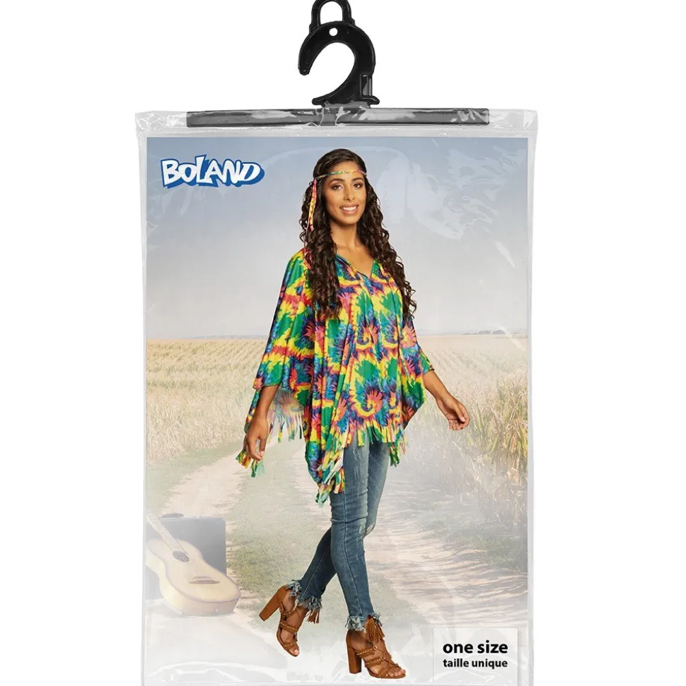 DÉGUISEMENT PONCHO BANDEAU PSYCHÉDÉLIQUE FEMME