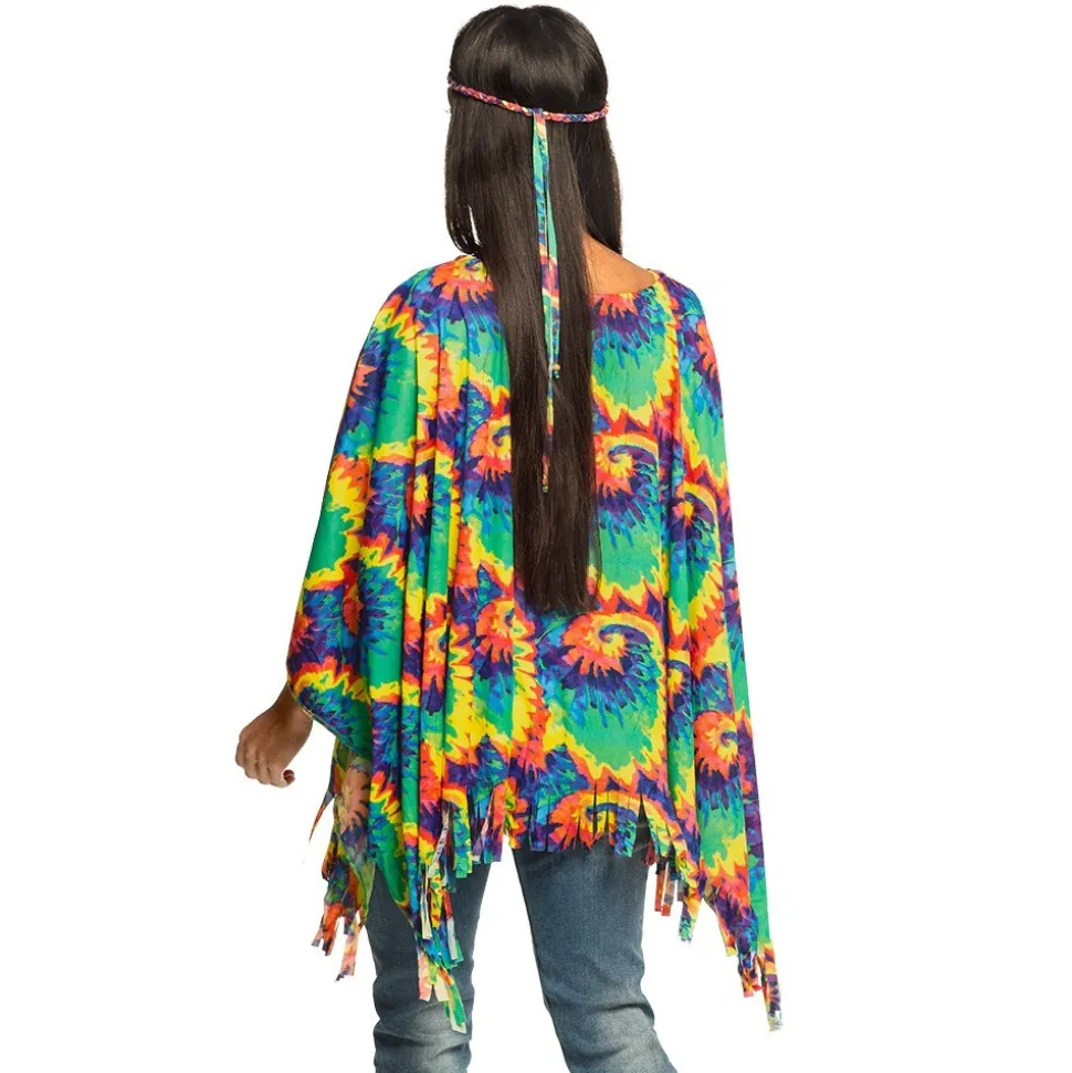DÉGUISEMENT PONCHO BANDEAU PSYCHÉDÉLIQUE FEMME