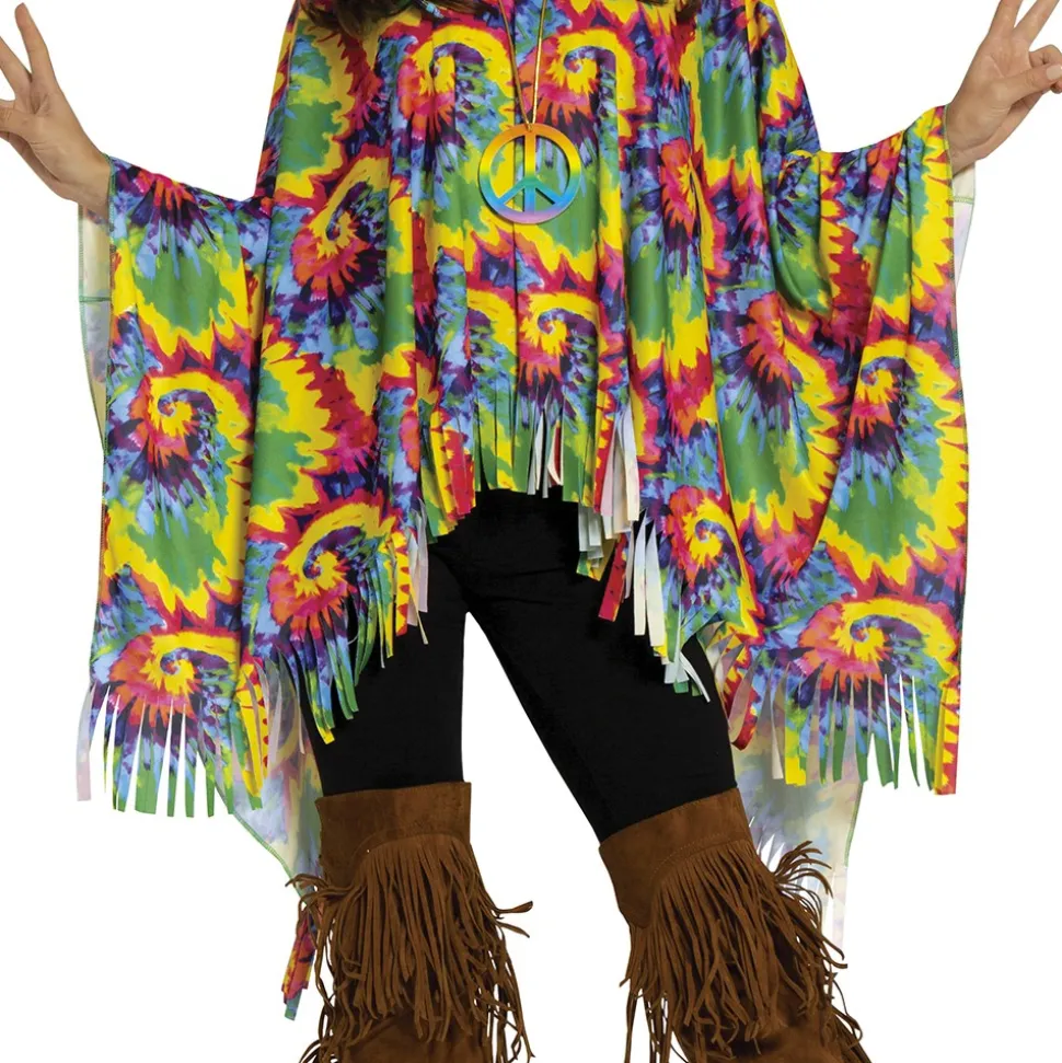 DÉGUISEMENT PONCHO BANDEAU TRESSES HIPPIE FEMME