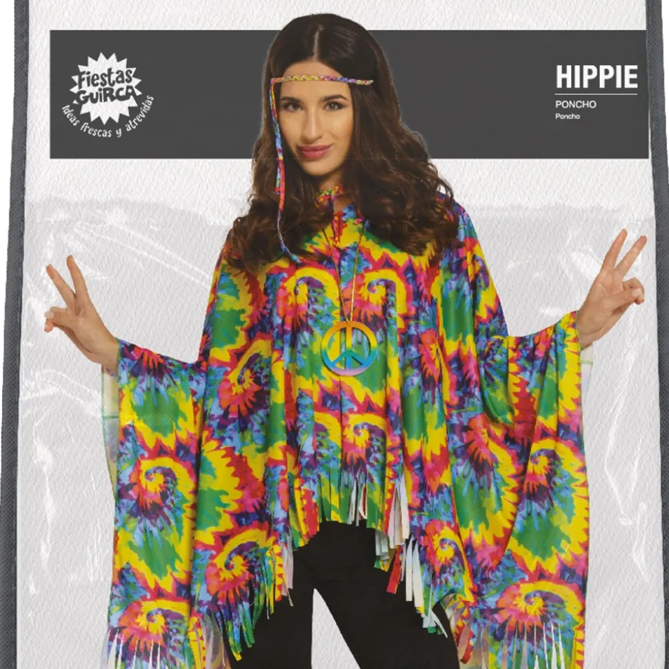 DÉGUISEMENT PONCHO BANDEAU TRESSES HIPPIE FEMME