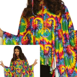 DÉGUISEMENT PONCHO BANDEAU TRESSES HIPPIE FEMME